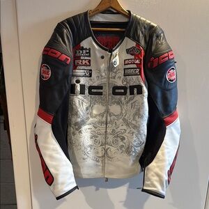 ICON Performance Jacket Black and White Racing Design